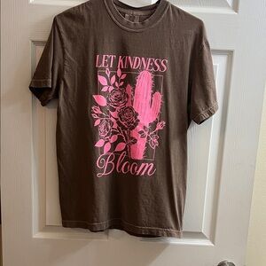 Comfort Colors Brown Tee with Pink Floral Design